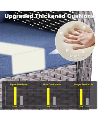 Outdoor Furniture Patio Furniture Conversation Set 5 Pieces All Weather Wicker High Back Couch with Ottomans