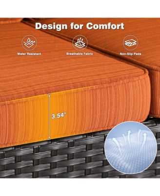 Outdoor Furniture Patio Furniture Conversation Set 5 Pieces All Weather Wicker High Back Couch with Ottomans