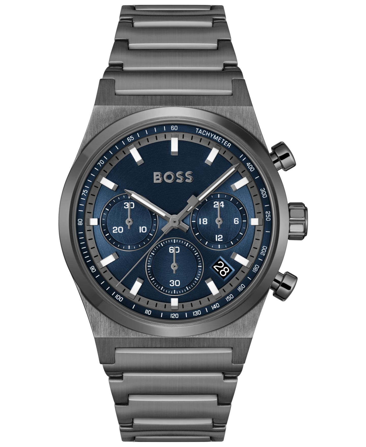 Мужские часы Hugo Boss Candor, кварцевый хронограф, серая сталь с ионным покрытием, 41 мм — фото 1