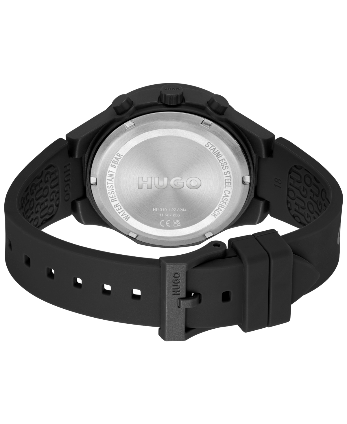 Hugo Boss Men's Lit Multi Quartz Multifunction Black Silicone Watch, 44mm In Black