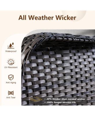 Outdoor Swivel Rocking Chairs Set, Patio Furniture Set with 50,000 BTU Rectangular Propane Fire Pit Table, 7 Pieces High Back Conversation Sofa and Side Table