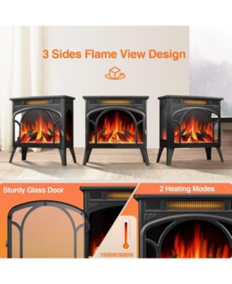 Freestanding Electric Fireplace Stove – Realistic Flame Heater with Remote, Timer & Adjustable Flame Settings