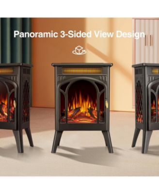 1500W Electric Fireplace Heater with 3D Flame, Remote, Timer & 5100 BTU – Freestanding Infrared Heating for Indoor Use