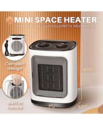 Portable Electric Space Heater, Small Ceramic Heater Fan with Thermostat, Tip-Over and Overheat Protection,Fast Heating for Home/Office,1500W