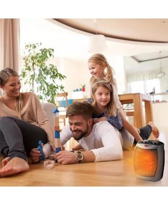 Small Space Heater Electric Portable Heater Fan for Home and Office Ceramic Fan Heaters with Adjustable Thermostat, 750W/1500W (8.1 Inch