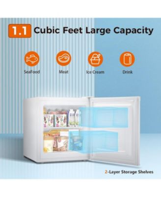 Mini Freezer,1.1 Cu.ft Upright Freezer with Reversible Single Door,Removable Shelves,Small Freezer with Adjustable Thermostat for Home/Kitchen/Office