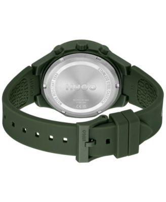 Men's Lit Multi Quartz Multifunction Green Silicone Watch, 44mm