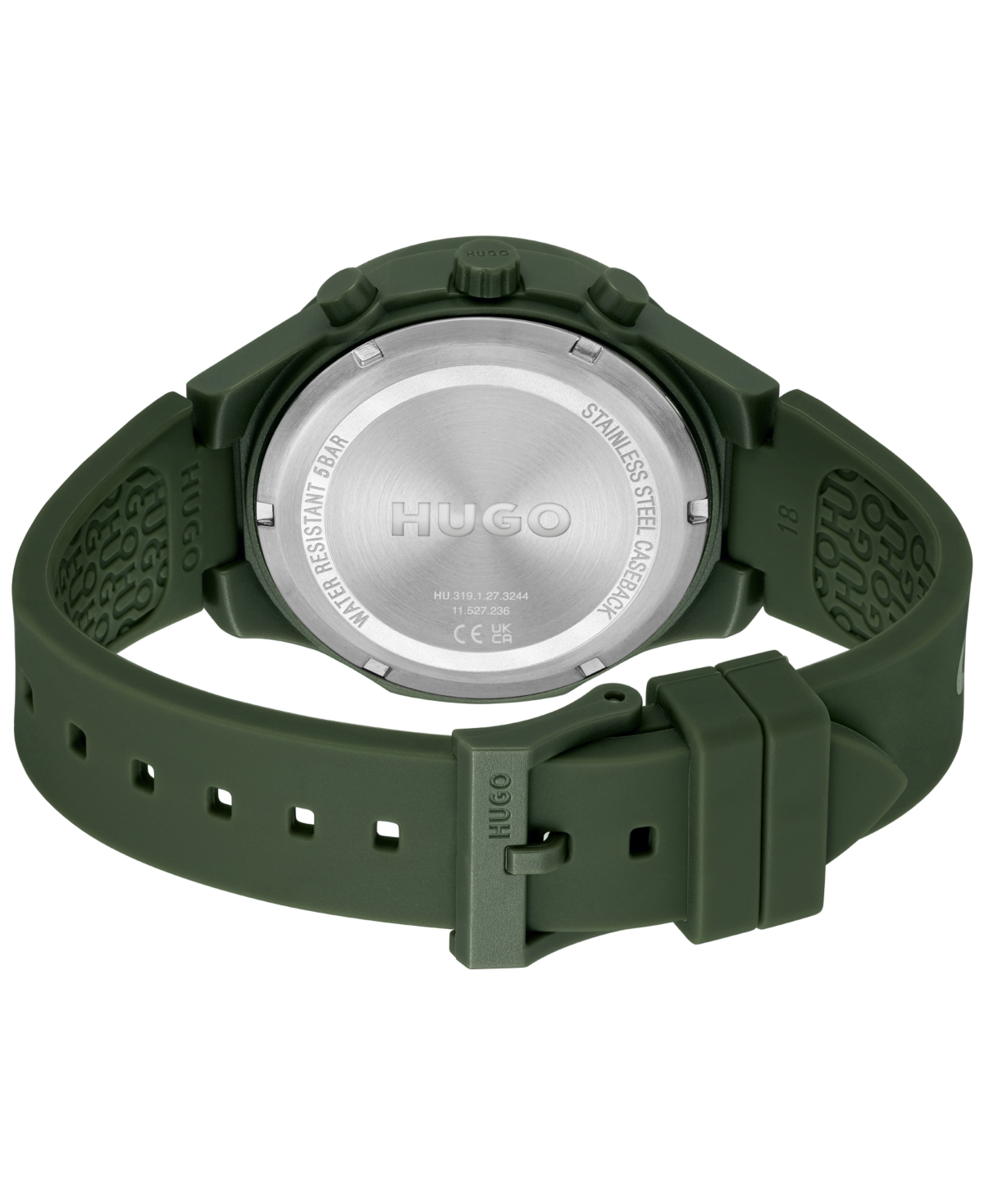 Hugo Boss Men's Lit Multi Quartz Multifunction Green Silicone Watch, 44mm In Black