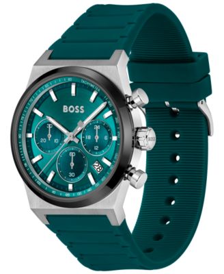 Men's Candor Quartz Chronograph Green Silicone Watch, 41mm