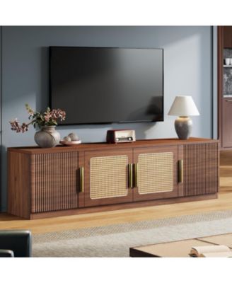 70.9&amp;#x22; Mid Century Modern Entertainment Center with 6-Tier Shelf, Wood Long Media Console Television Stands Cabinet for TVs Up to 80 Inches