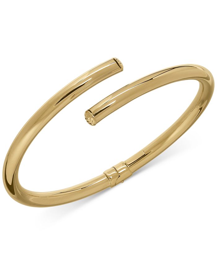 Italian Gold Round Tube Hinged Bangle Bracelet in 14k Gold - Macy's