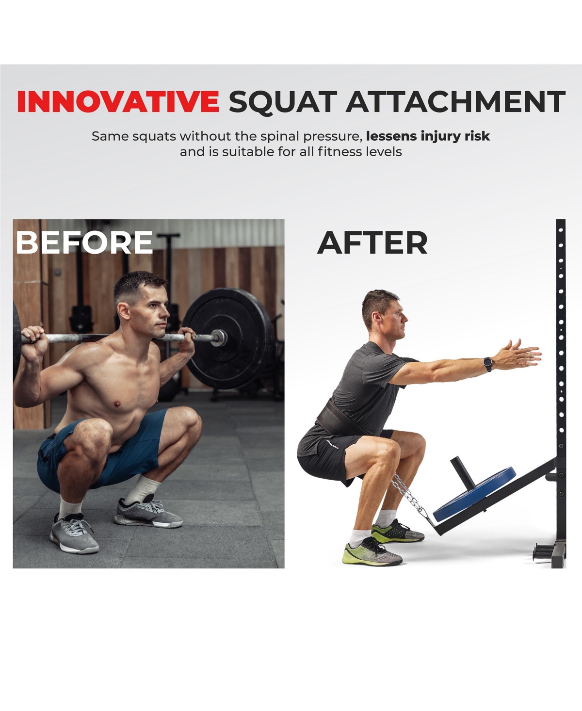 Sunny Health & Fitness Belt Squat Attachment for Power Racks and Cages, Full Body Workout – Sf-XFA015