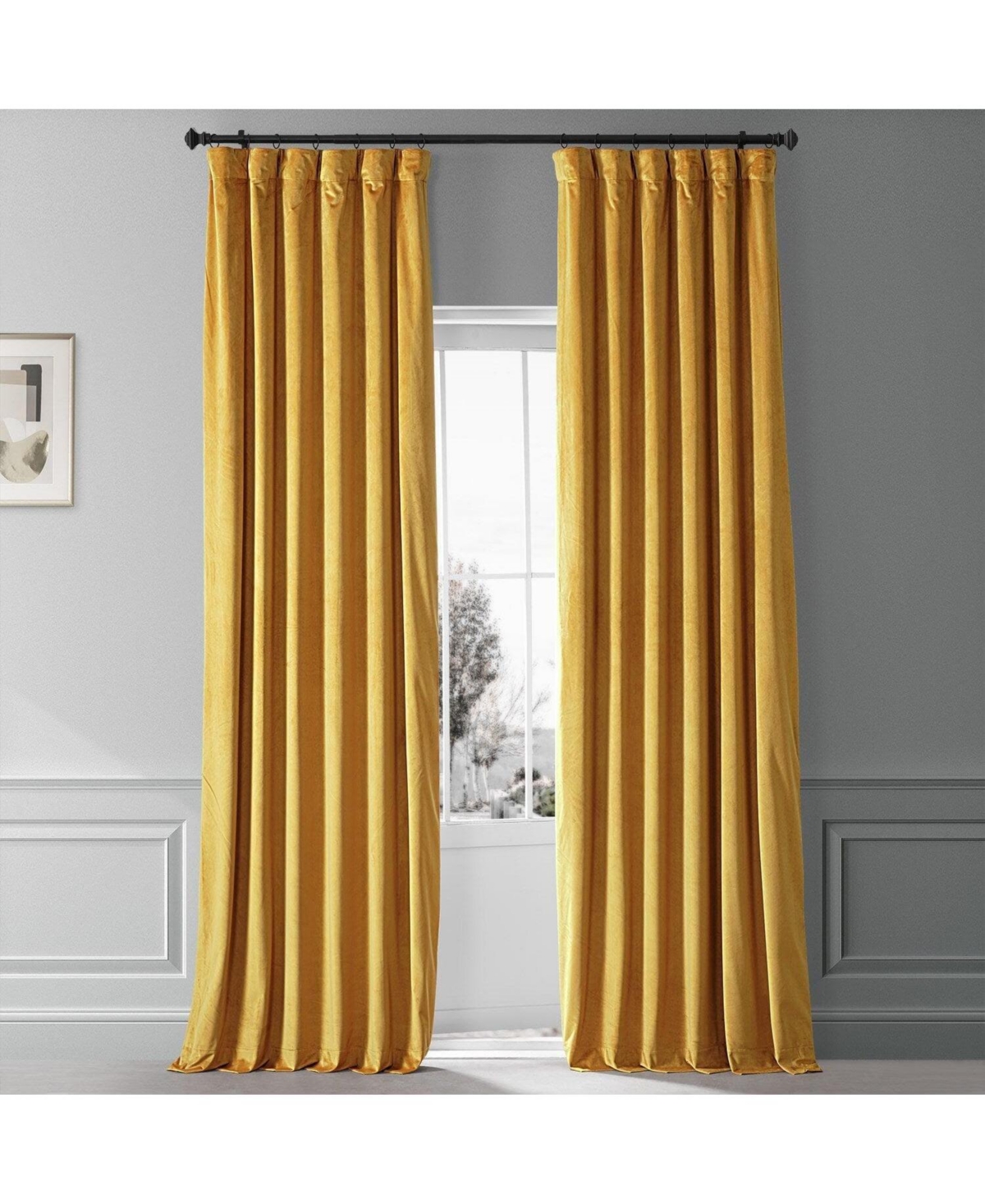 Half Price Drapes Sophomore Gold Signature Plush Velvet Hotel Blackout Curtain In Gold
