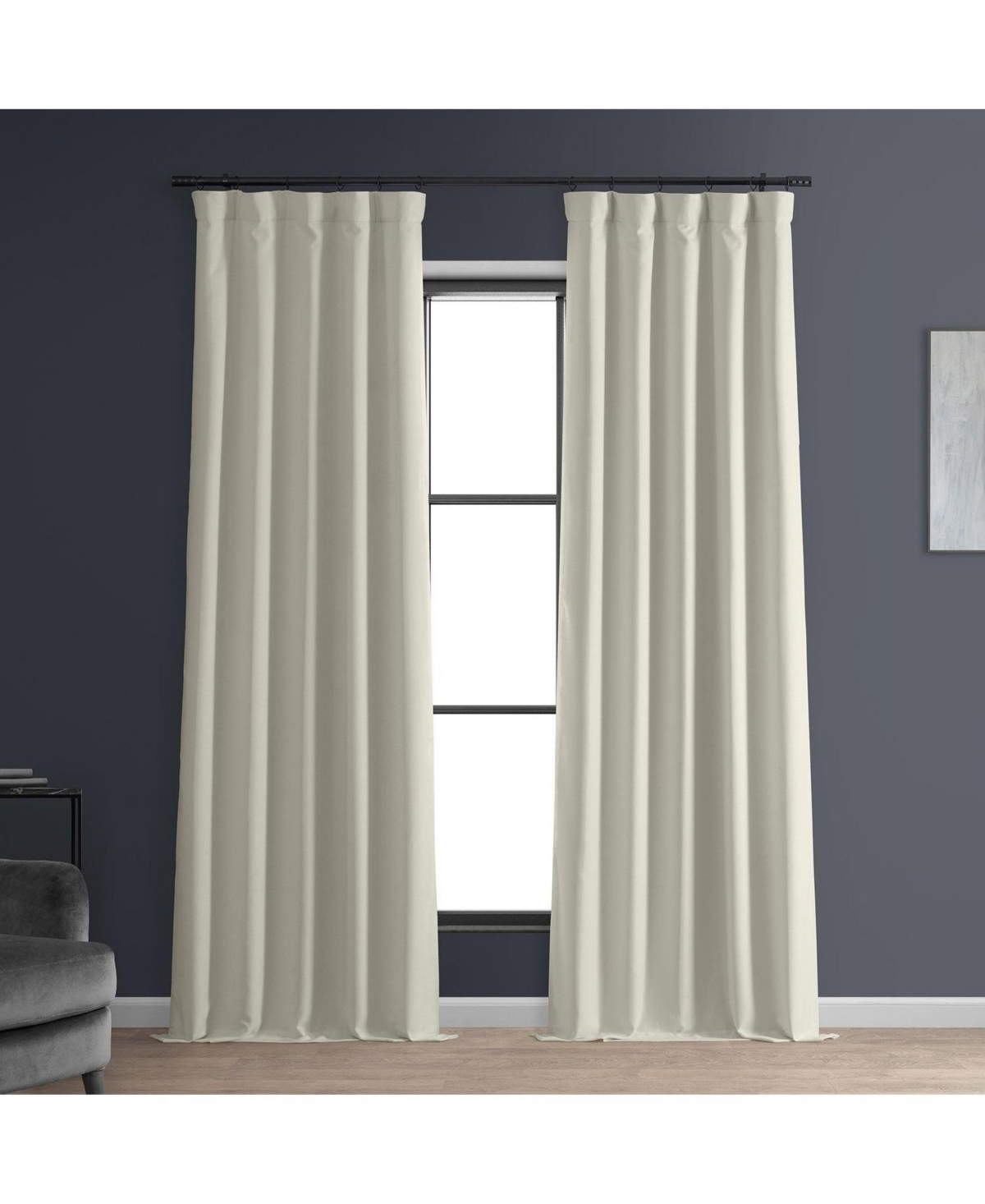 Half Price Drapes Excursion Ivory Faux Linen Hotel Blackout Curtain In White