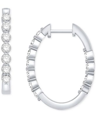 Macy's - Diamond In & Out Small Hoop Earrings (1 ct.tw.) in 14k Gold