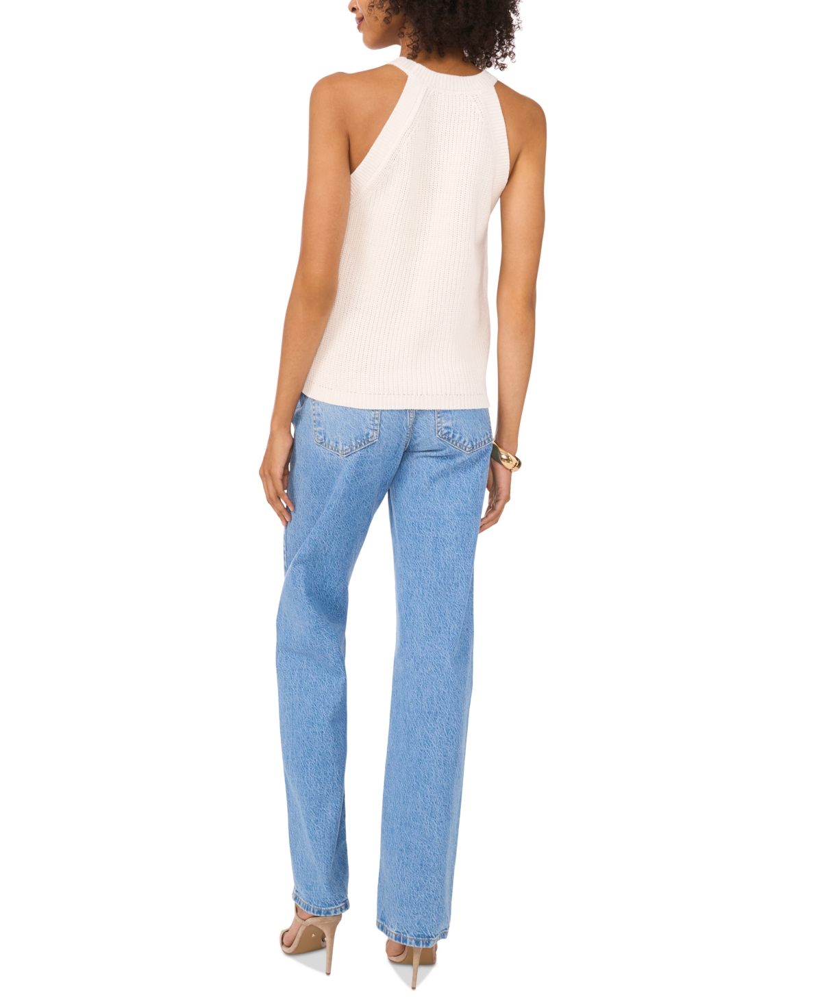 Shop Vince Camuto Women's Halter-neck Sleeveless Sweater In Antique White