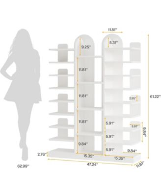 13-Tier Shoe Rack, Freestanding Tall Entryway Shoe Organizer with Open Shelves, 40 Pairs Wide Wooden Shoe Shelf Shoe Storage Cabinet