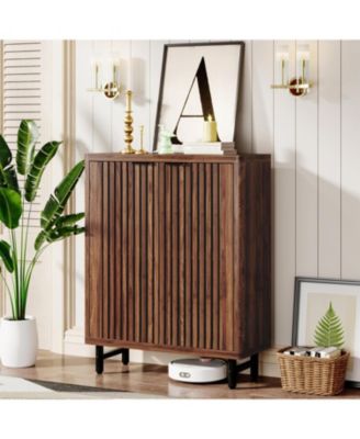 6-Tier Freestanding Shoe Cabinet with Shutter Doors and Adjustable Shelves for Entryway and Hallway