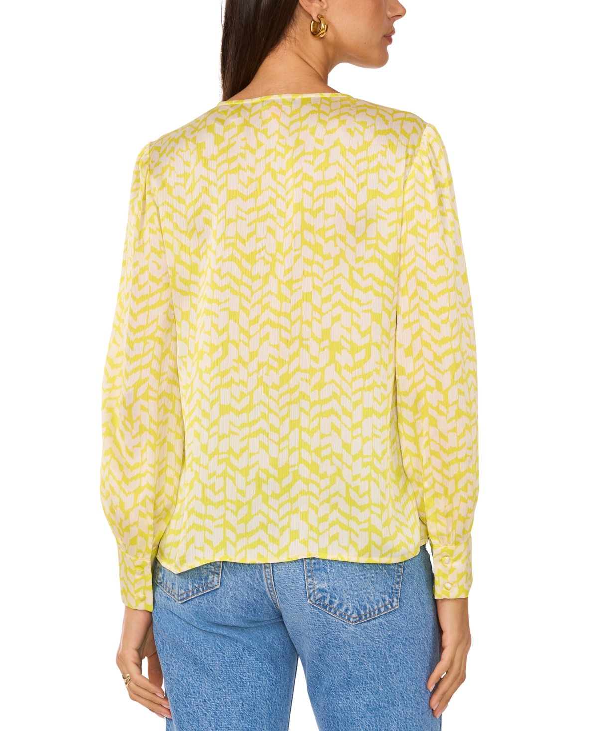 VINCE CAMUTO WOMEN'S ABSTRACT-PRINT V-NECK TOP 