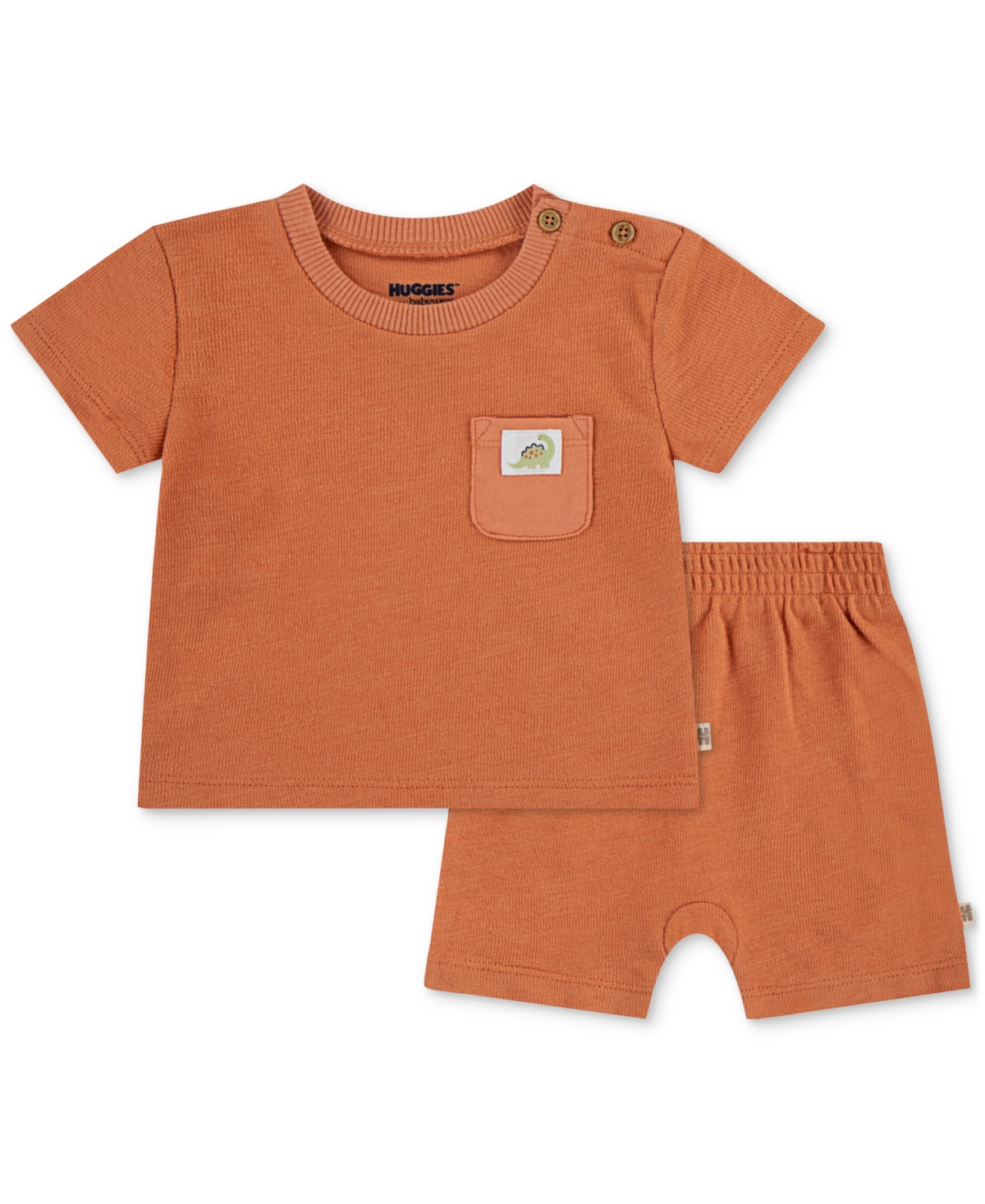 Huggies Baby Crepe Knit Jersey T-shirt & Shorts, 2 Piece Set In Tangerine