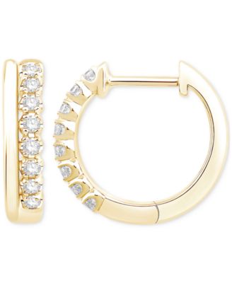 Diamond Double Row Hoop Earrings (1/5 ct. tw.) in 10k Gold