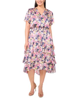 Vince Camuto - Plus Size Floral-Print Surplice Tiered Maxi Dress