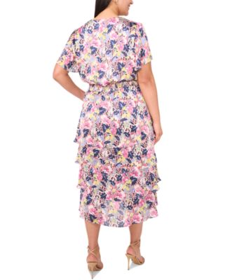 Многослойное макси-платье с цветочным принтом от Vince Camuto Plus размера плюс