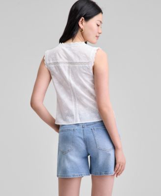 А теперь этот женский хлопковый топ без рукавов с завязками спереди, эксклюзивно представленный в Macy's