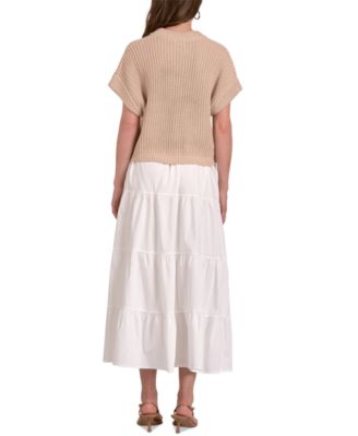 Женское комбинированное платье-свитер Elan с ярусами А-силуэта