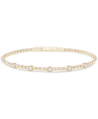Diamond Station Bezel Flexible Bangle Bracelet (1/3 ct. t.w.) in 10k Gold
