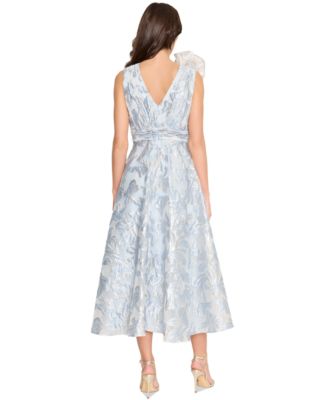 Женское миди-платье Tahari с V-образным вырезом и оборками без рукавов