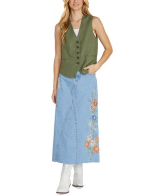 Driftwood - Women's Joanna Denim Maxi Skirt X Pressed Flowers