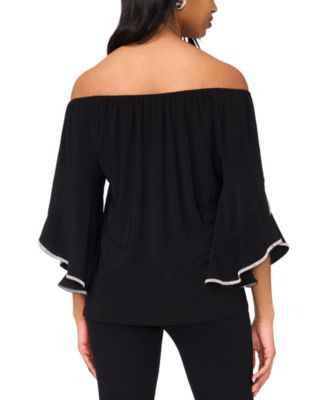 Plus Size Off-The-Shoulder 3/4-Embellished-Cuff Top