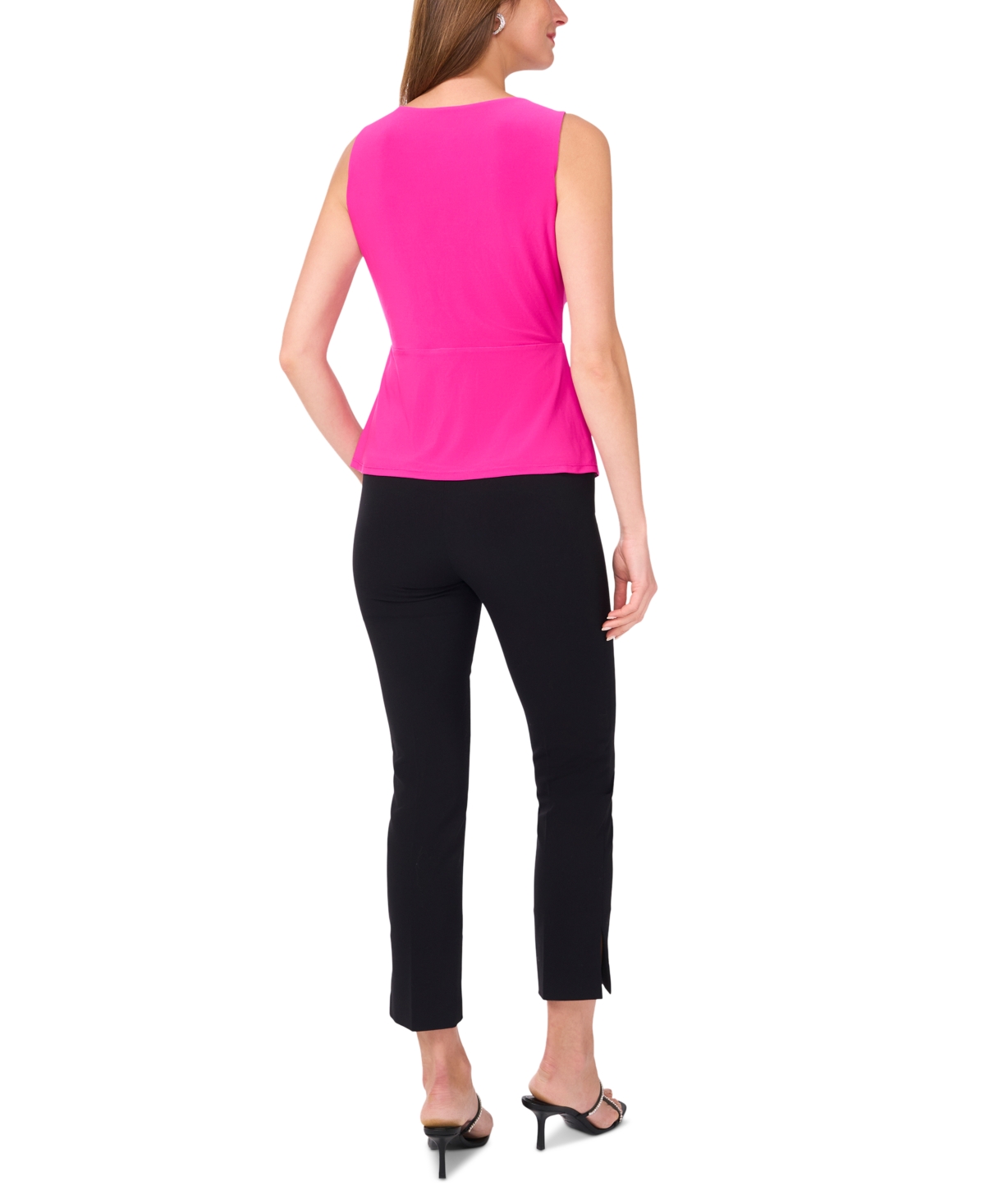 Msk Women's V-neck Sleeveless Twist-front Top In Fuchsia