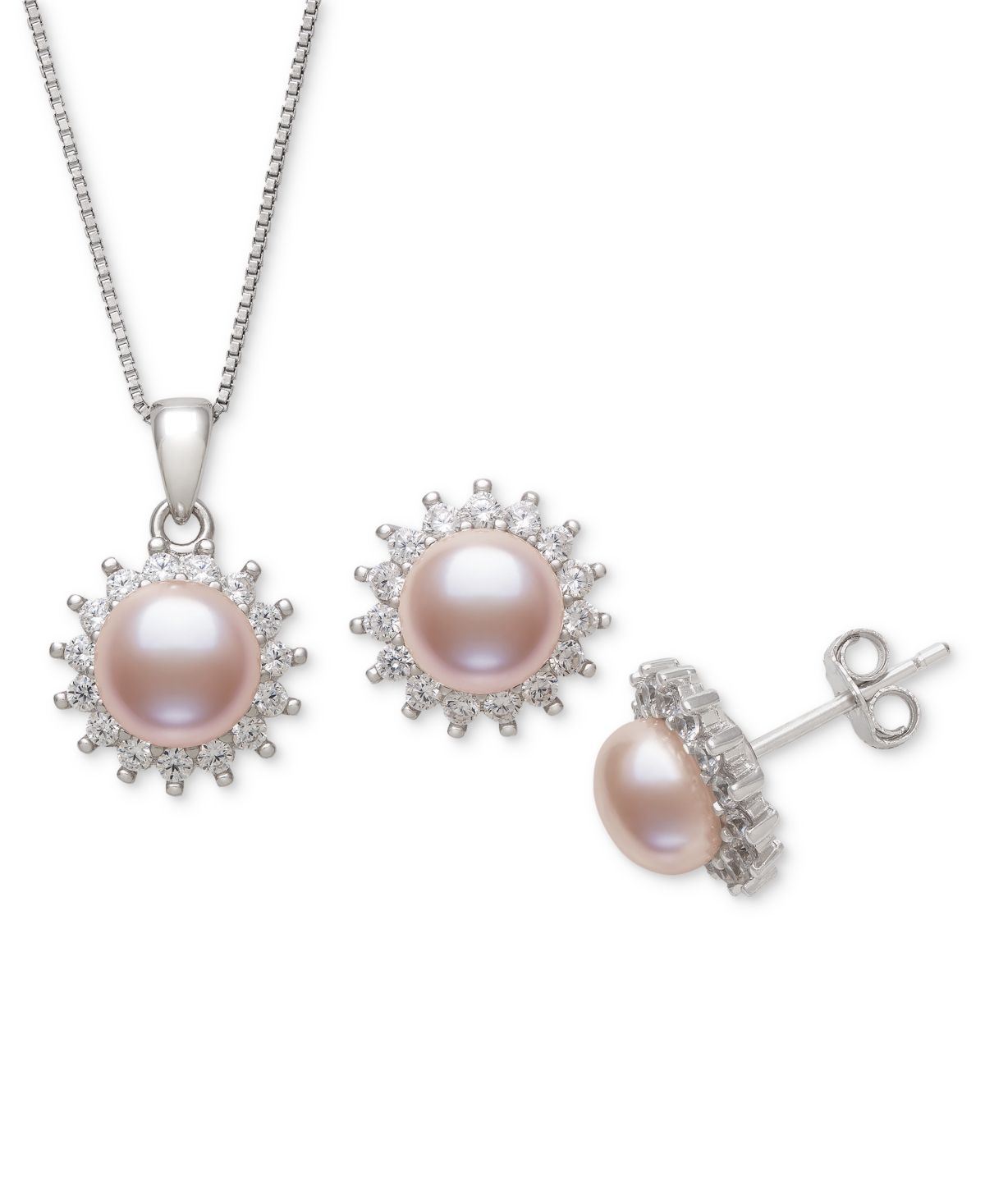 Shop Belle De Mer Dyed Black Peacock Cultured Freshwater Pearl (6-7mm) & Lab-created Sapphire (1-3/4 Ct. T.w.) Pendant In Pink
