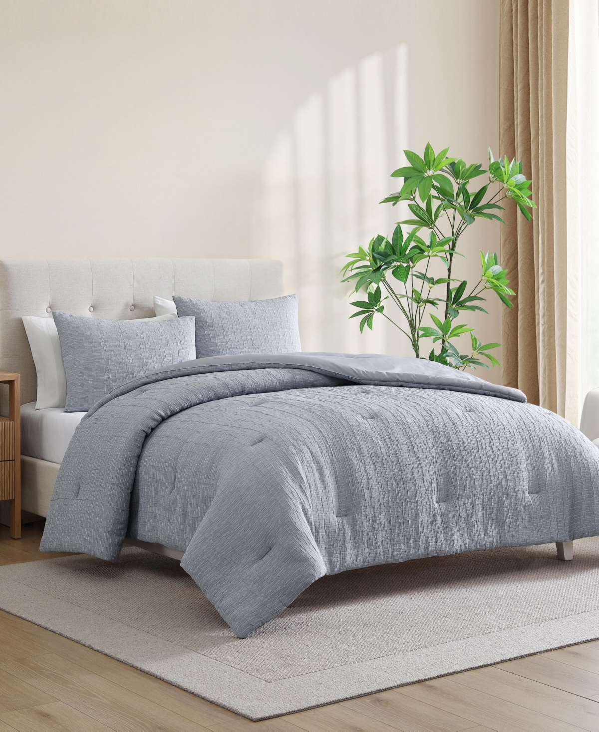 Nautica L Stitch Chambray 3-pc. Comforter Set, Full/queen In Gray