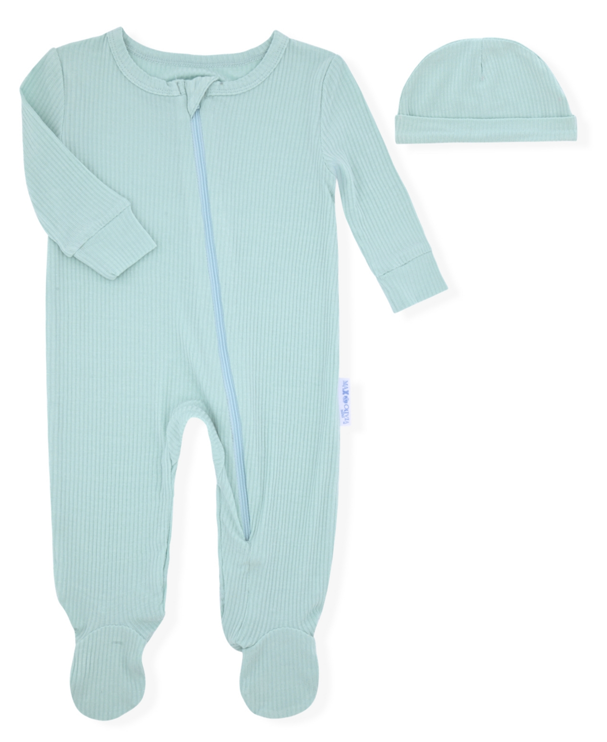 Shop Max & Olivia Baby Boys 2-piece Rib Footie And Hat Set In Green