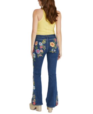 Женские расклешенные джинсы Fab Farrah от Driftwood с художественным рисунком в цветочек