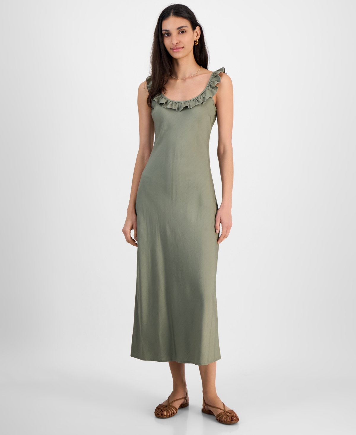 And Now This Women's Ruffle-trim Scoop-neck Slip Dress, Exclusively At Macy's
