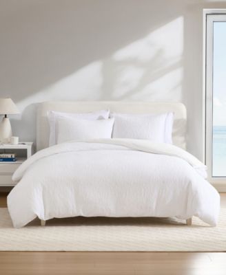 Nautica Seaside Floral Cotton Blend Jacquard Duvet Cover S In White