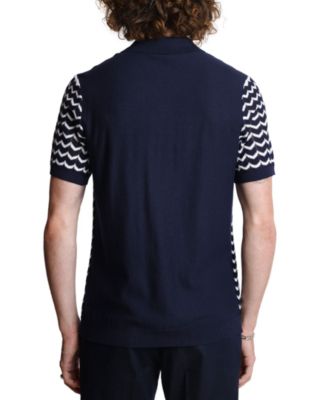 Мужская приталенная рубашка поло с шевроном с коротким рукавом цвета Пейсли и серого цвета