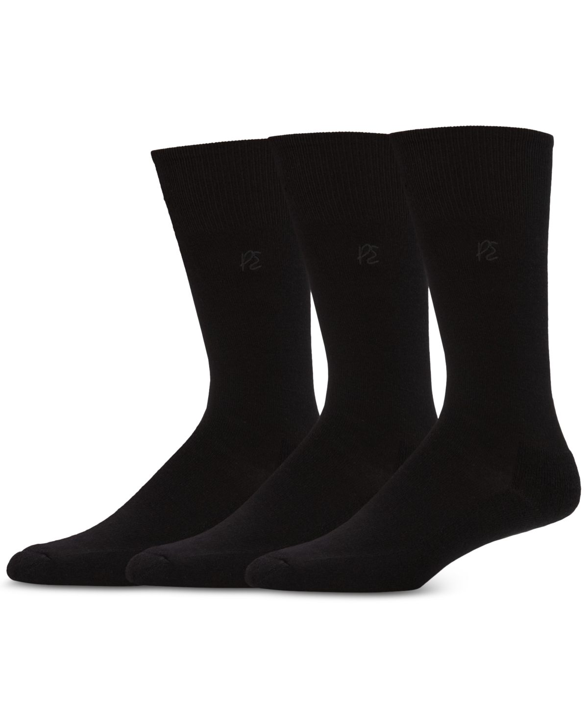Men's 3-Pk. Flat Knit Stretch Solid Crew Socks - ANTHRACITE