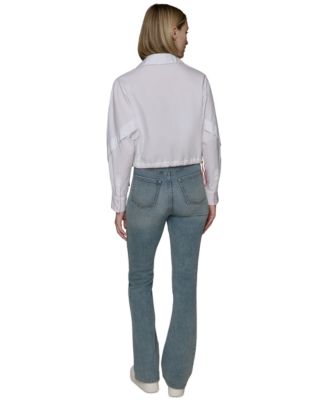 KARL LAGERFELD PARIS Women's Cotton Contrast-Collar Drawcord