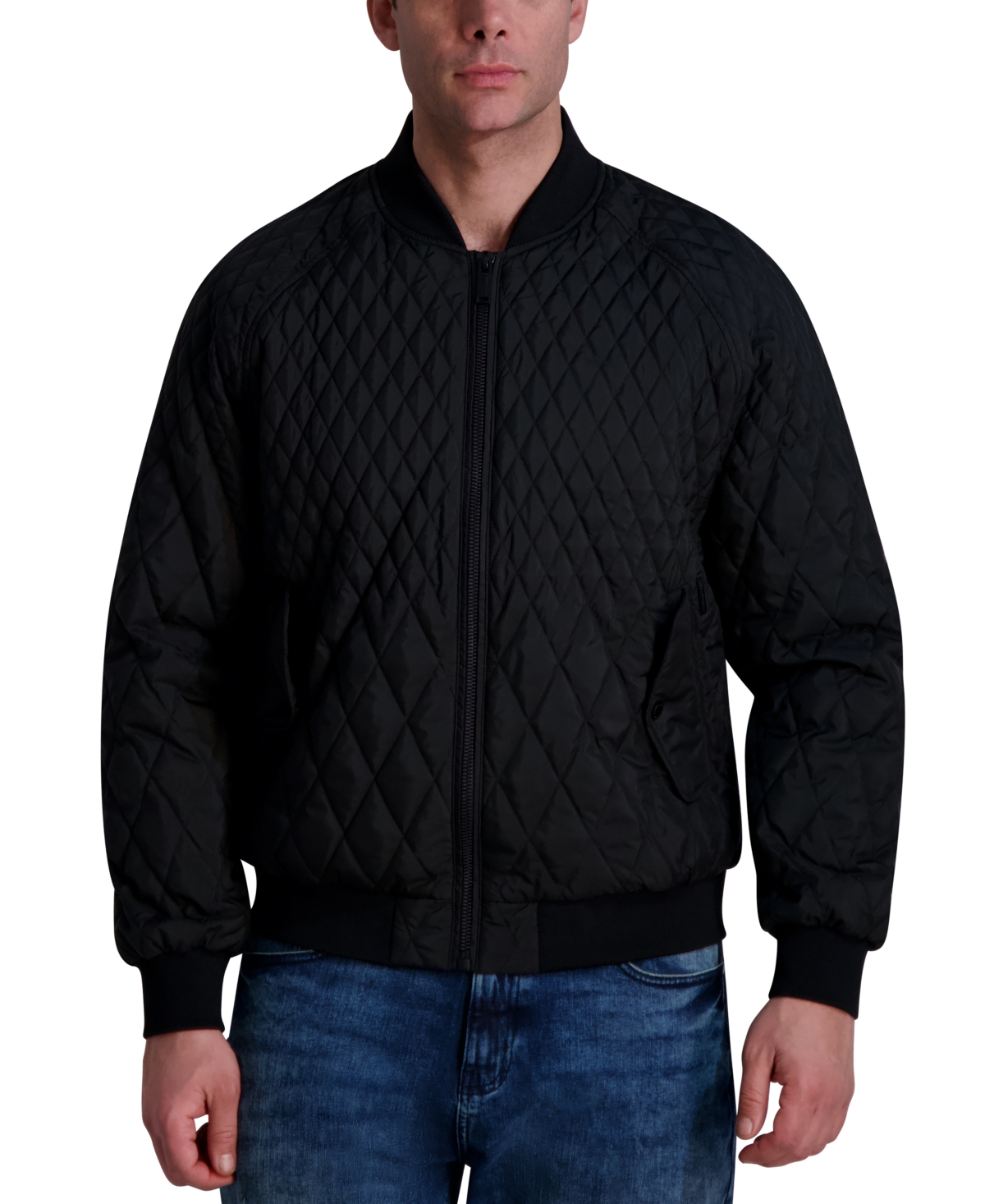 Karl Lagerfeld Men's Quilted Water-resistant Bomber Jacket In Black