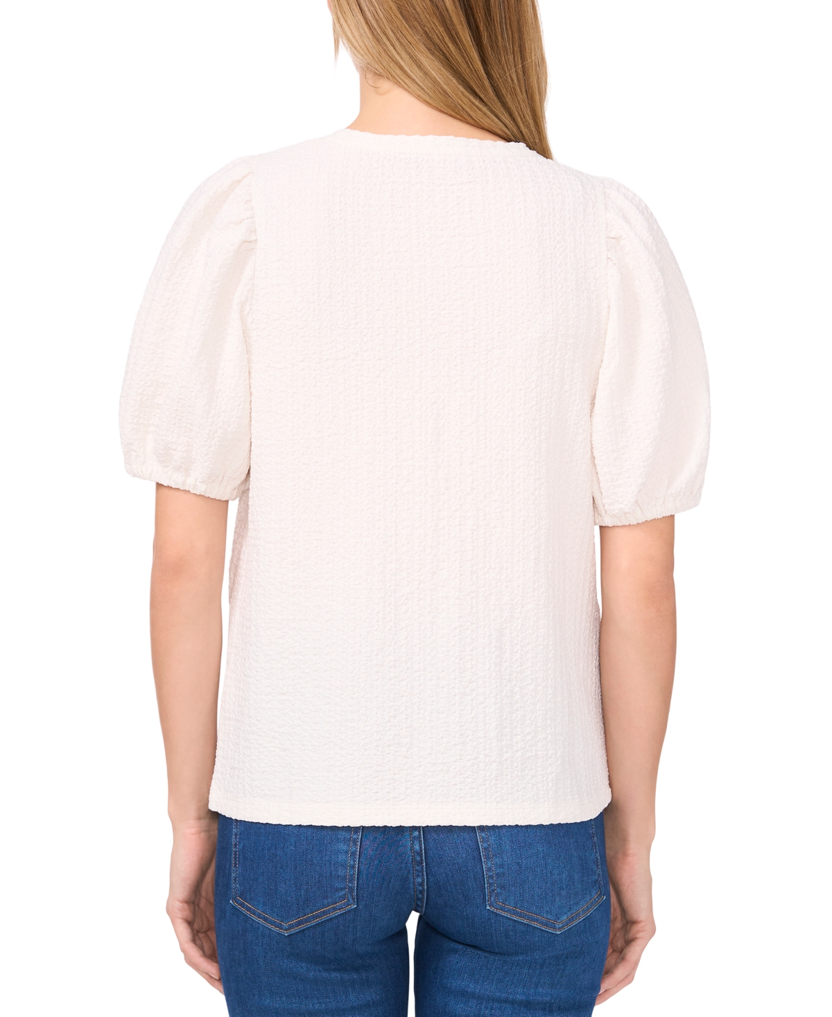 Shop Cece Women's Textured Puff-sleeve Top In New Ivory