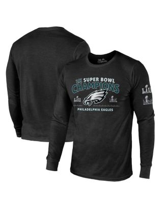 Majestic - Men's  Threads Black Philadelphia Eagles Two-Time Super Bowl Champions Sky High Long Sleeve Tri-Blend T-Shirt