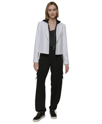 Женский блейзер с капюшоном и зубчатым воротником от КАРЛА ЛАГЕРФЕЛЬДА в ПАРИЖЕ