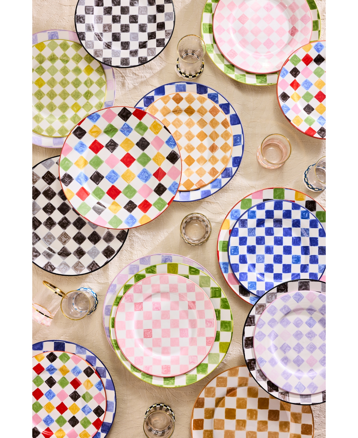 Shop Mackenzie-childs Honey Check Dinner Plate