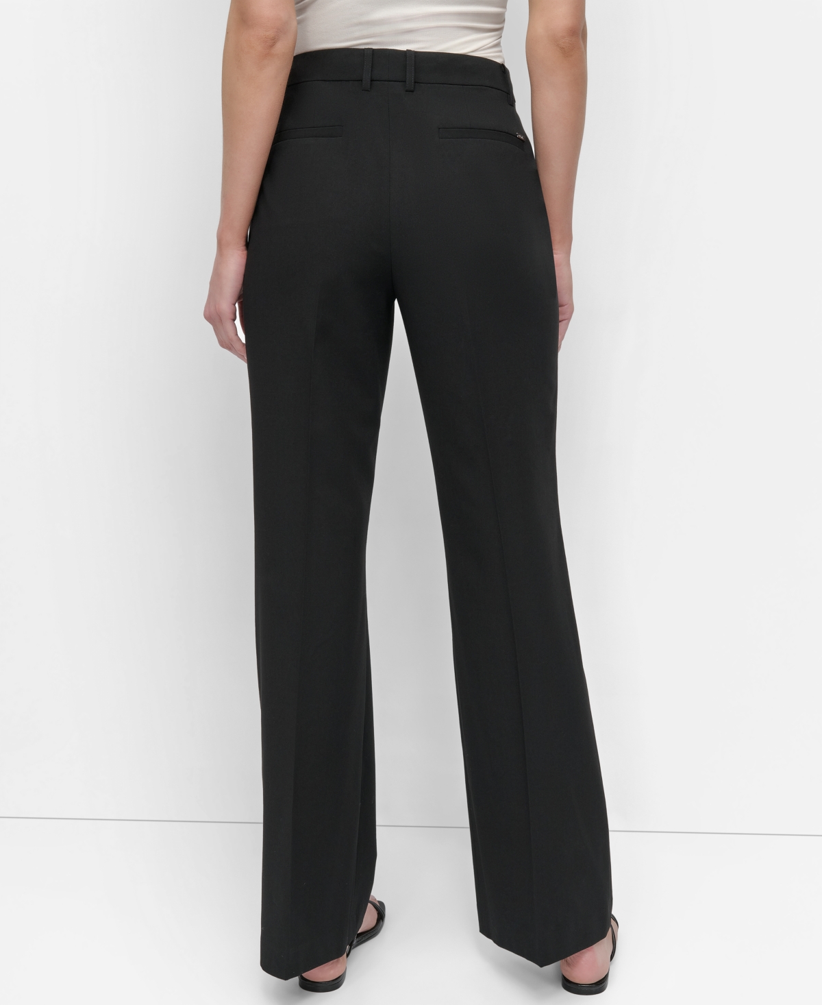 Dkny Womens Elizabeth Striped One Button Topper Jacket Pintuck Mid Rise Flare Trousers In Black