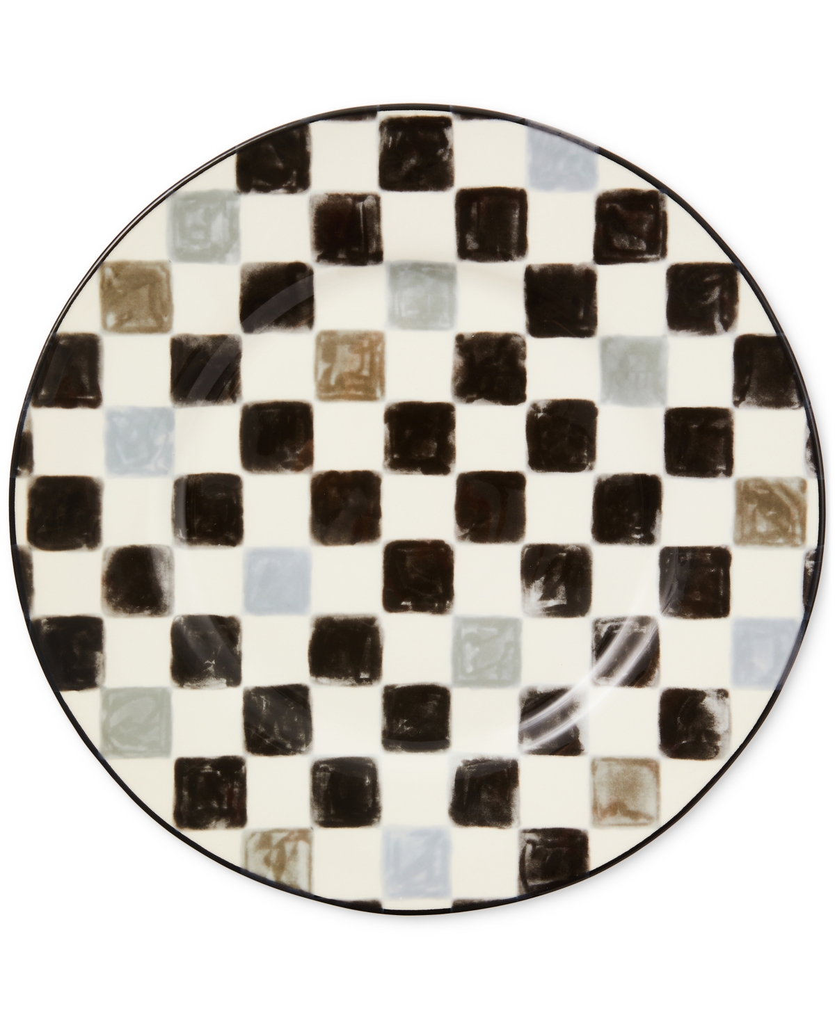 Mackenzie-childs Black Check Round Platter